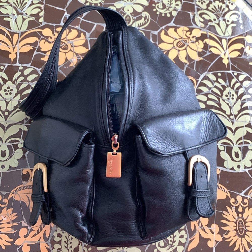 Tignanello Black Leather Backpack